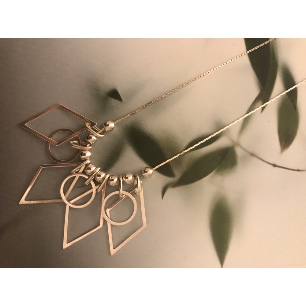 LIKE-NEW Genuine Silver Cutout Shapes Necklace